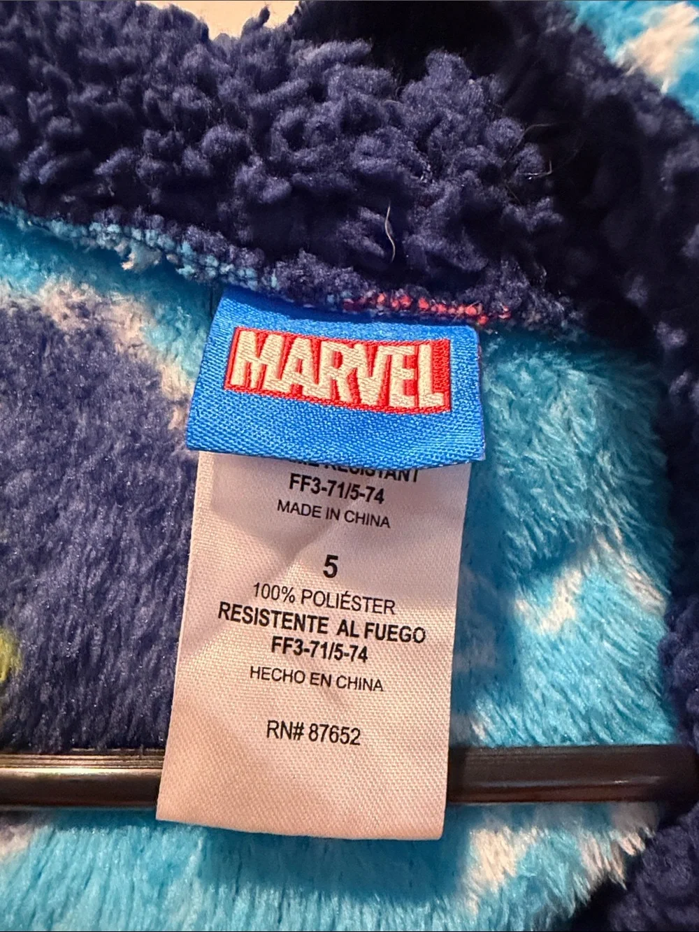 Marvel Blue Kids Plush Hooded Robe